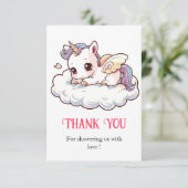 神秘的な夢想的ユニコーン赤ちゃんシャワー サンキューカード (スタンド正面)