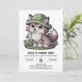 神秘的な夢見るデジタルオオカミの誕生日 招待状 (スタンド正面)