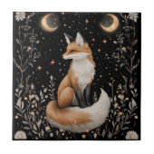 神秘的な天のキツネと花 タイル (正面)