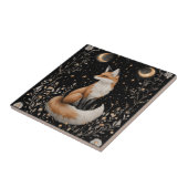 神秘的な天のキツネと花 タイル (側面)