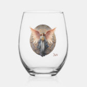 神秘的な天の天使 ステムなしワイングラス (正面)