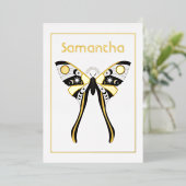 神秘的な天の金ゴールドとシルバーモス誕生日 箔招待状 (立ち正面)