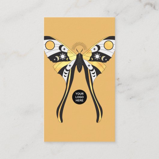 神秘的な天の金ゴールド蛾の名刺 名刺 (裏面)