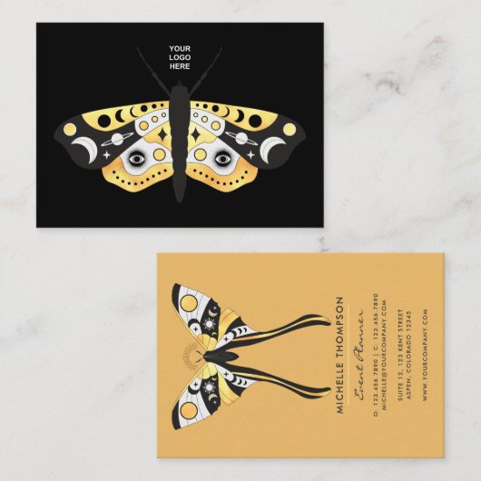 神秘的な天の金ゴールド蛾 名刺 (正面/裏面)