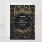 神秘的な天の黒と金のウェディング 招待状 (正面)