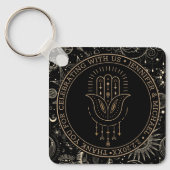 神秘的な天の黒結婚金ゴールド感謝していより キーホルダー (正面)
