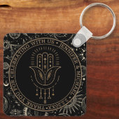 神秘的な天の黒結婚金ゴールド感謝していより キーホルダー (裏面)