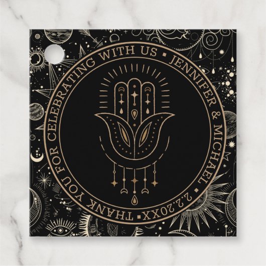 神秘的な天の黒黄金結婚の金感謝していの君 フェイバータグ (正面)