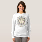 神秘的な天体の太陽 - 人間の顔の輝くボホデザイン Tシャツ (正面フル)