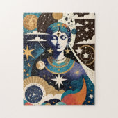 神秘的な天体の星の女神の夜空 ジグソーパズル (縦)