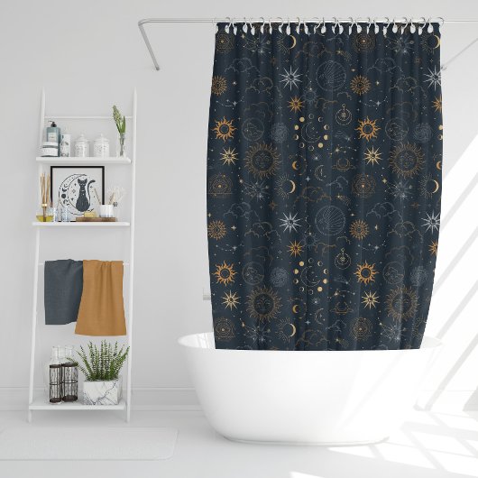 神秘的な天体パターン シャワーカーテン