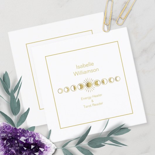 神秘的な天体ムーンスターズアメジストスピリチュアル スクエア名刺