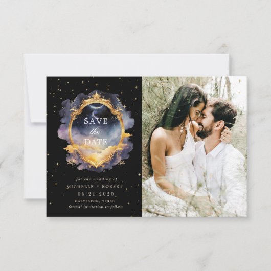 神秘的な天体写真日付を保存 招待状 (正面)