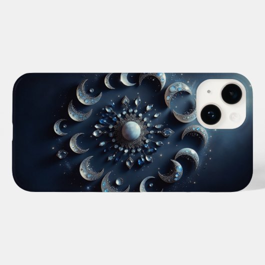 神秘的な天体月相 - エレガントな青い宝石 Case-Mate iPhoneケース (裏面 (横))