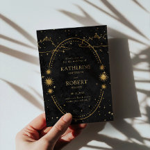 神秘的な天体金ゴールドムーンスターズブラック結婚ズ