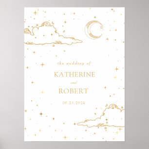 神秘的な天体金ゴールド月雲結婚の ポスター