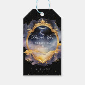 神秘的な天体金ゴールド結婚ムーンの感謝 ギフトタグ (正面)