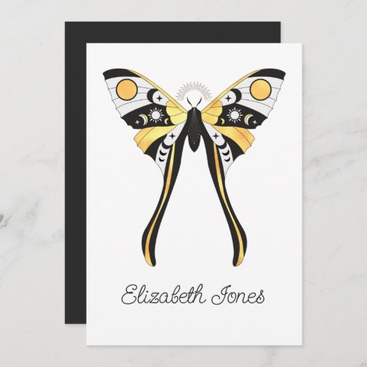 神秘的な天体金ゴールド蛾招待状 招待状 (正面/裏面)