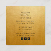 神秘的な天太陽ムーンタロットリーダー金ゴールド スクエア名刺 (裏面)