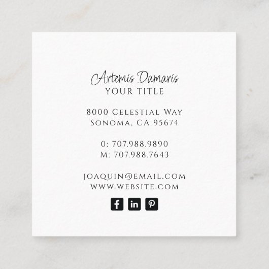 神秘的な天日月 スクエア名刺 (裏面)