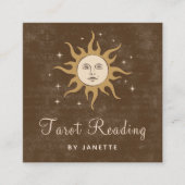 神秘的な天月の太陽魔法サイキックタロットボホ スクエア名刺 (正面)
