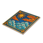 神秘的な天空の太陽と雲 タイル (側面)