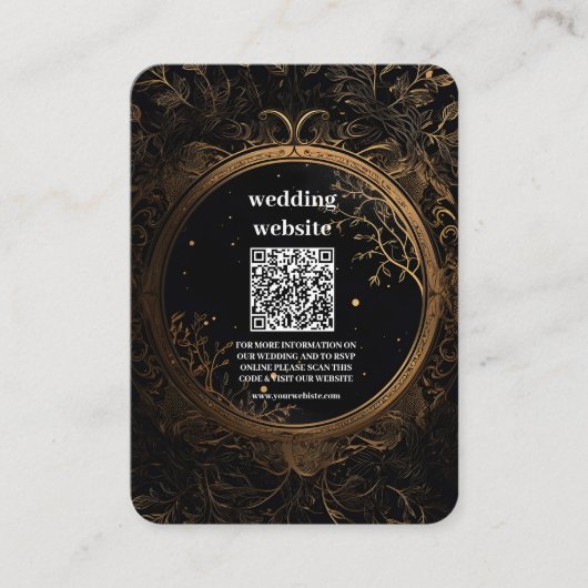 神秘的な天空の黒と金ゴールド結婚の エンクロージャーカード (正面)