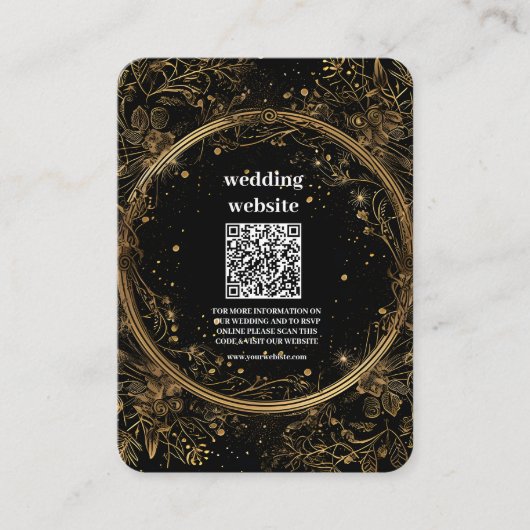 神秘的な天空の黒と金ゴールド結婚の エンクロージャーカード (正面)