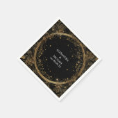 神秘的な天空の黒と金ゴールド結婚の スタンダードカクテルナプキン (角)