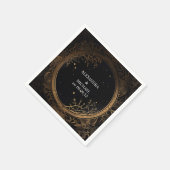 神秘的な天空の黒と金ゴールド結婚の スタンダードカクテルナプキン (角)
