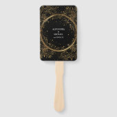 神秘的な天空の黒と金ゴールド結婚の ハンドファン (正面)