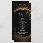 神秘的な天空の黒と金ゴールド結婚の メニュー (正面/裏面)