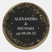 神秘的な天空の黒と金ゴールド結婚の ラウンドシール (正面)