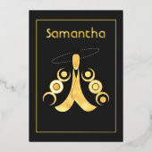 神秘的な天銀と金ゴールド蛾 箔招待状 (正面)