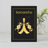 神秘的な天銀と金ゴールド蛾 箔招待状 (立ち正面)