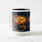 神秘的な太陽と月のマグカップ - 天体の芸術 コーヒーカップ (正面左)