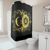 神秘的な太陽と月の金ゴールド シャワーカーテン (インサイチュ)