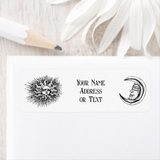 神秘的な太陽と月 ラベル (インサイチュ)