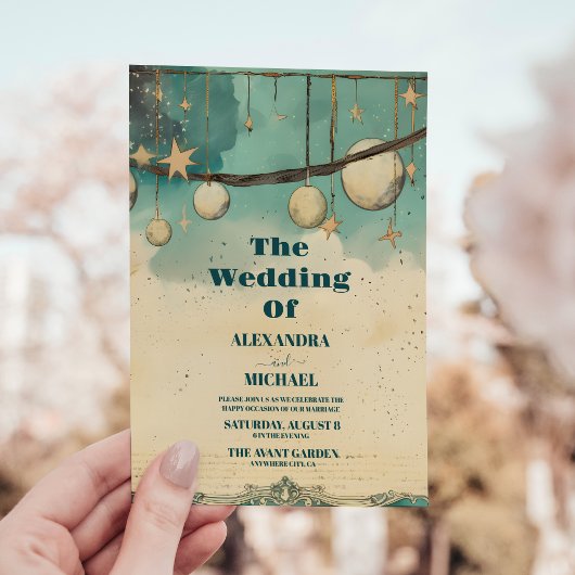 神秘的な太陽の月の天文学宇宙結婚ズ 招待状