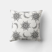 神秘的な太陽の月の白黒 クッション (裏面)