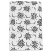 神秘的な太陽の月の白黒 ミディアムペーパーバッグ (正面)