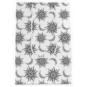 神秘的な太陽の月の白黒 ミディアムペーパーバッグ (裏面)