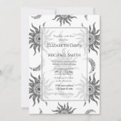 神秘的な太陽の月の白黒 招待状 (正面)