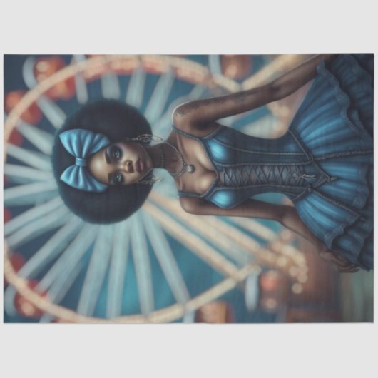 神秘的な女性のカーニバル – デコパージュ 薄葉紙 (正面)