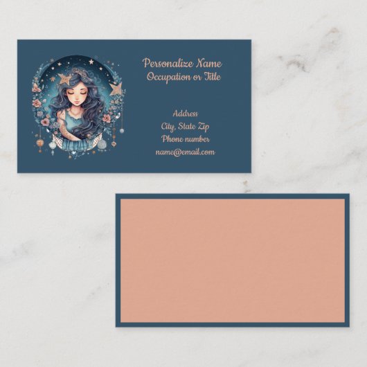 神秘的な女性の天月スターズスピリチュアル 名刺 (正面/裏面)