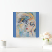 神秘的な女性ウォールアートクロック スクエア壁時計 (ホーム)