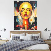 神秘的な女性顔 キャンバスプリント (インサイチュ (寝室))