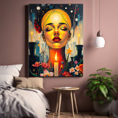 神秘的な女性顔 キャンバスプリント