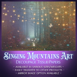 神秘的な妖精のライト蝶の森のデコページ 薄葉紙