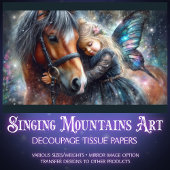 神秘的な妖精の女の子と馬のデコパージュ 薄葉紙